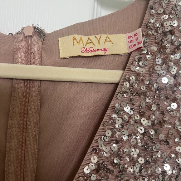 Maya Maternity Taupe Blush Maxi Dress with Sequins - Picture 5 of 5